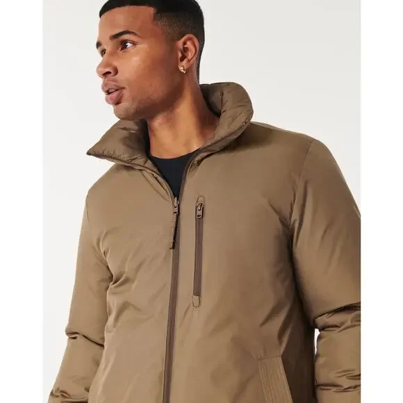 Hollister NWT Men Ultimate Collection Reversible Brown Puffer Jacket size Large - Picture 2 of 12